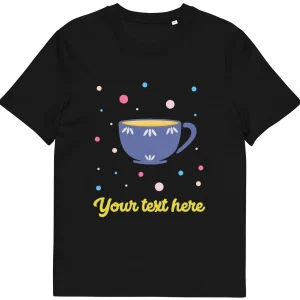 Clearance Personalised Custom Text - Organic Cotton Adults Unisex T-Shirt - London Doodles - Cup Of Tea Clothing | London Gifts