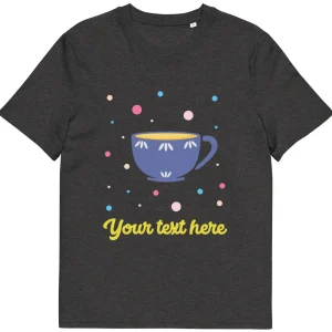 Clearance Personalised Custom Text - Organic Cotton Adults Unisex T-Shirt - London Doodles - Cup Of Tea Clothing | London Gifts