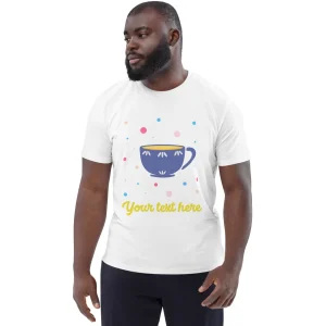 Clearance Personalised Custom Text - Organic Cotton Adults Unisex T-Shirt - London Doodles - Cup Of Tea Clothing | London Gifts