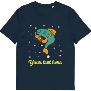 Hot Personalised Custom Text - Organic Cotton Adults Unisex T-Shirt - London Doodles - Fish & Chips Clothing | London Gifts