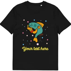 Hot Personalised Custom Text - Organic Cotton Adults Unisex T-Shirt - London Doodles - Fish & Chips Clothing | London Gifts