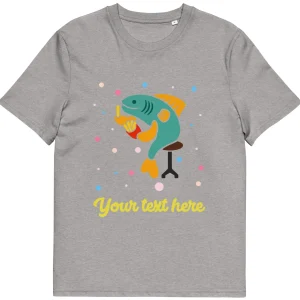 Hot Personalised Custom Text - Organic Cotton Adults Unisex T-Shirt - London Doodles - Fish & Chips Clothing | London Gifts