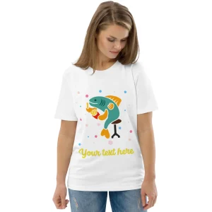 Hot Personalised Custom Text - Organic Cotton Adults Unisex T-Shirt - London Doodles - Fish & Chips Clothing | London Gifts