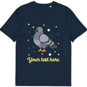 Fashion Personalised Custom Text - Organic Cotton Adults Unisex T-Shirt - London Doodles - Pigeon Clothing | London Gifts