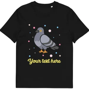 Fashion Personalised Custom Text - Organic Cotton Adults Unisex T-Shirt - London Doodles - Pigeon Clothing | London Gifts
