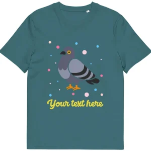 Fashion Personalised Custom Text - Organic Cotton Adults Unisex T-Shirt - London Doodles - Pigeon Clothing | London Gifts