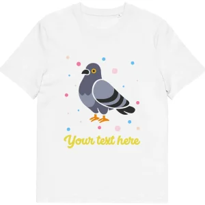 Fashion Personalised Custom Text - Organic Cotton Adults Unisex T-Shirt - London Doodles - Pigeon Clothing | London Gifts