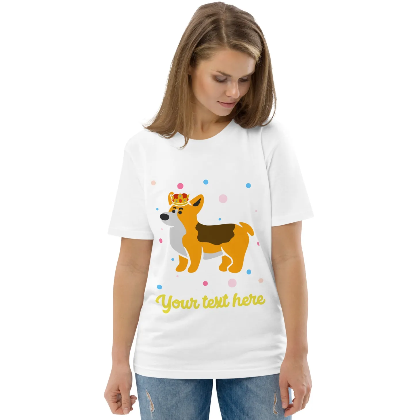 personalised_custom_text__organic_cotton_adults_unisex_tshirt__london_doodles__royal_corgi_1.webp New Personalised Custom Text - Organic Cotton Adults Unisex T-Shirt - London Doodles - Royal Corgi Clothing | London Gifts