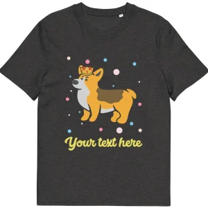 New Personalised Custom Text - Organic Cotton Adults Unisex T-Shirt - London Doodles - Royal Corgi Clothing | London Gifts