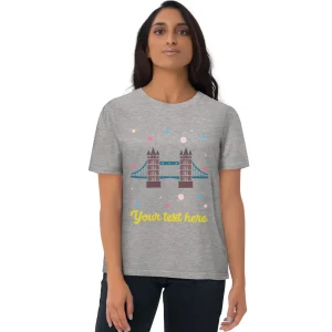 New Personalised Custom Text - Organic Cotton Adults Unisex T-Shirt - London Doodles - Tower Bridge Clothing | Tower Bridge Gifts