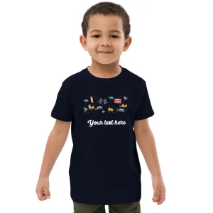 Flash Sale Personalised Custom Text - Organic Cotton Kids T-Shirt - London Doodles Kids Clothing | Children & Baby Clothing