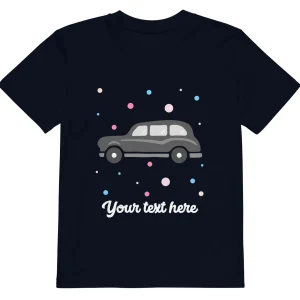Best Personalised Custom Text - Organic Cotton Kids T-Shirt - London Doodles - Taxi Kids Clothing | Children & Baby Clothing