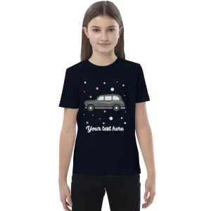 Best Personalised Custom Text - Organic Cotton Kids T-Shirt - London Doodles - Taxi Kids Clothing | Children & Baby Clothing