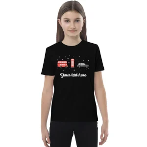 Cheap Personalised Custom Text - Organic Cotton Kids T-Shirt - London Doodles - Bus / Telephone / Taxi Kids Clothing | Children & Baby Clothing