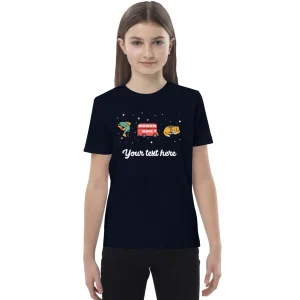 Store Personalised Custom Text - Organic Cotton Kids T-Shirt - London Doodles - Fish & Chips / Bus / Corgi Kids Clothing | Children & Baby Clothing