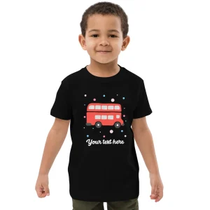 New Personalised Custom Text - Organic Cotton Kids T-Shirt - London Doodles - Red Bus Kids Clothing | Children & Baby Clothing