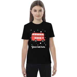 New Personalised Custom Text - Organic Cotton Kids T-Shirt - London Doodles - Red Bus Kids Clothing | Children & Baby Clothing