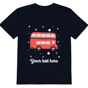 New Personalised Custom Text - Organic Cotton Kids T-Shirt - London Doodles - Red Bus Kids Clothing | Children & Baby Clothing