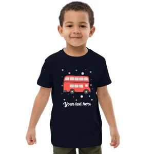 New Personalised Custom Text - Organic Cotton Kids T-Shirt - London Doodles - Red Bus Kids Clothing | Children & Baby Clothing
