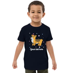 Hot Personalised Custom Text - Organic Cotton Kids T-Shirt - London Doodles - Royal Corgi Kids Clothing | Children & Baby Clothing