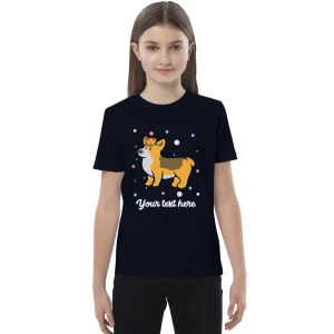 Hot Personalised Custom Text - Organic Cotton Kids T-Shirt - London Doodles - Royal Corgi Kids Clothing | Children & Baby Clothing