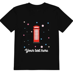 New Personalised Custom Text - Organic Cotton Kids T-Shirt - London Doodles - Telephone Box Kids Clothing | Children & Baby Clothing