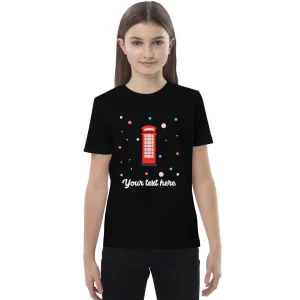 New Personalised Custom Text - Organic Cotton Kids T-Shirt - London Doodles - Telephone Box Kids Clothing | Children & Baby Clothing