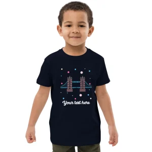 Cheap Personalised Custom Text - Organic Cotton Kids T-Shirt - London Doodles - Tower Bridge Kids Clothing | Children & Baby Clothing