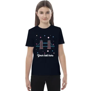 Cheap Personalised Custom Text - Organic Cotton Kids T-Shirt - London Doodles - Tower Bridge Kids Clothing | Children & Baby Clothing