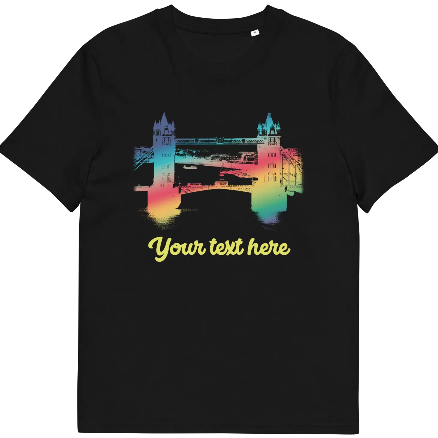 personalised_custom_text__tower_bridge_rainbow__organic_cotton_tshirt_1.webp Online Personalised Custom Text - Tower Bridge Rainbow - Organic Cotton T-Shirt Clothing | Tower Bridge Gifts