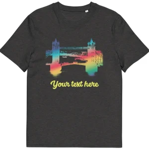 Online Personalised Custom Text - Tower Bridge Rainbow - Organic Cotton T-Shirt Clothing | Tower Bridge Gifts