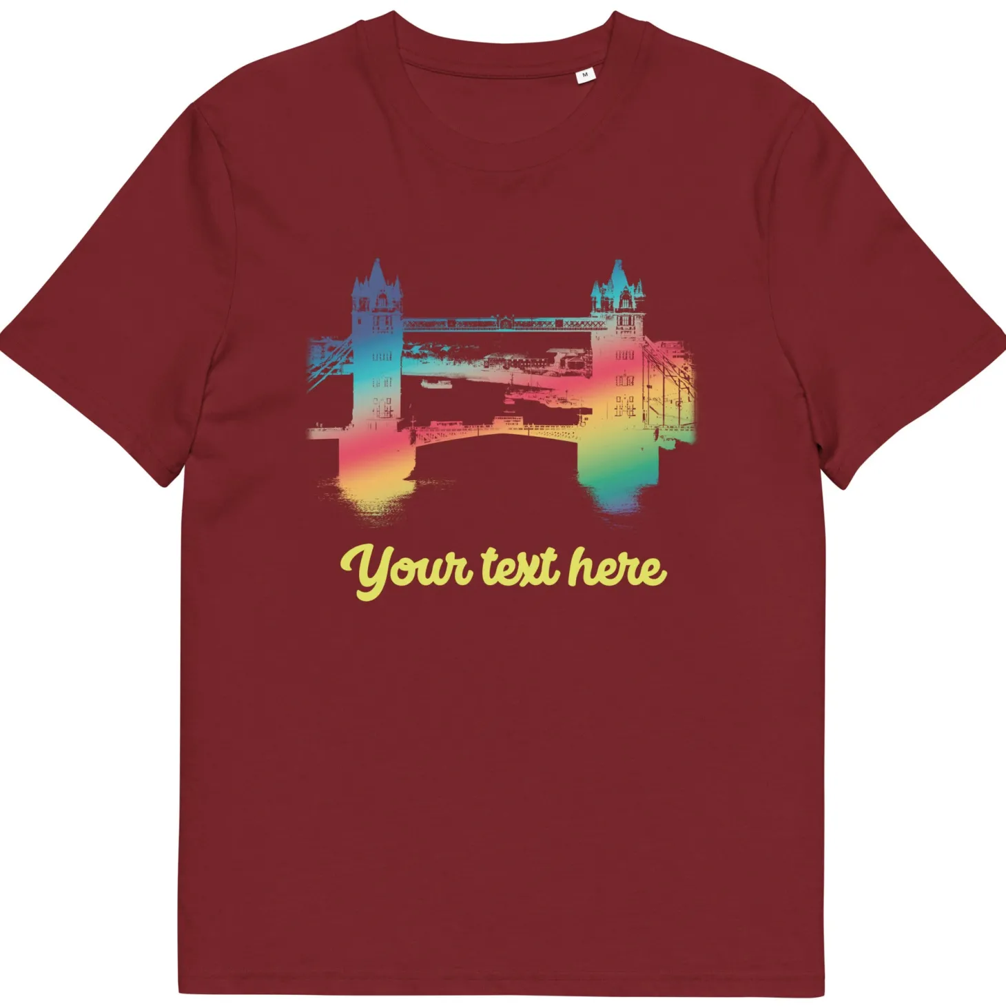 personalised_custom_text__tower_bridge_rainbow__organic_cotton_tshirt_5.webp Online Personalised Custom Text - Tower Bridge Rainbow - Organic Cotton T-Shirt Clothing | Tower Bridge Gifts