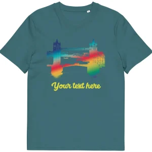 Online Personalised Custom Text - Tower Bridge Rainbow - Organic Cotton T-Shirt Clothing | Tower Bridge Gifts