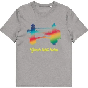 Online Personalised Custom Text - Tower Bridge Rainbow - Organic Cotton T-Shirt Clothing | Tower Bridge Gifts