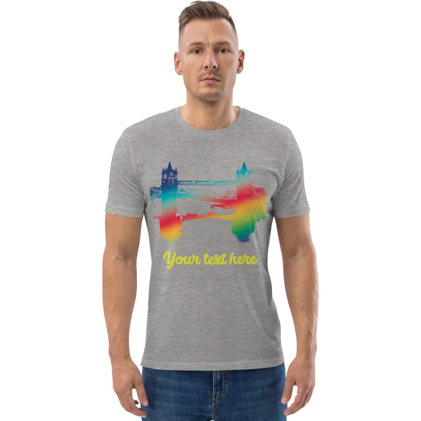 personalised_custom_text__tower_bridge_rainbow__organic_cotton_tshirt_9.webp Online Personalised Custom Text - Tower Bridge Rainbow - Organic Cotton T-Shirt Clothing | Tower Bridge Gifts