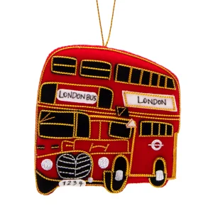 Sale Red London Bus Stitched Christmas Decoration Christmas Decorations | Christmas Decorations