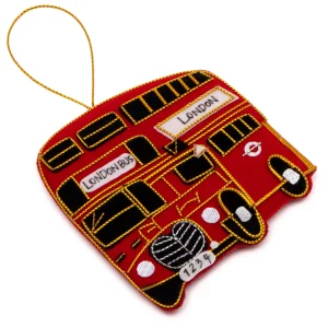 Sale Red London Bus Stitched Christmas Decoration Christmas Decorations | Christmas Decorations