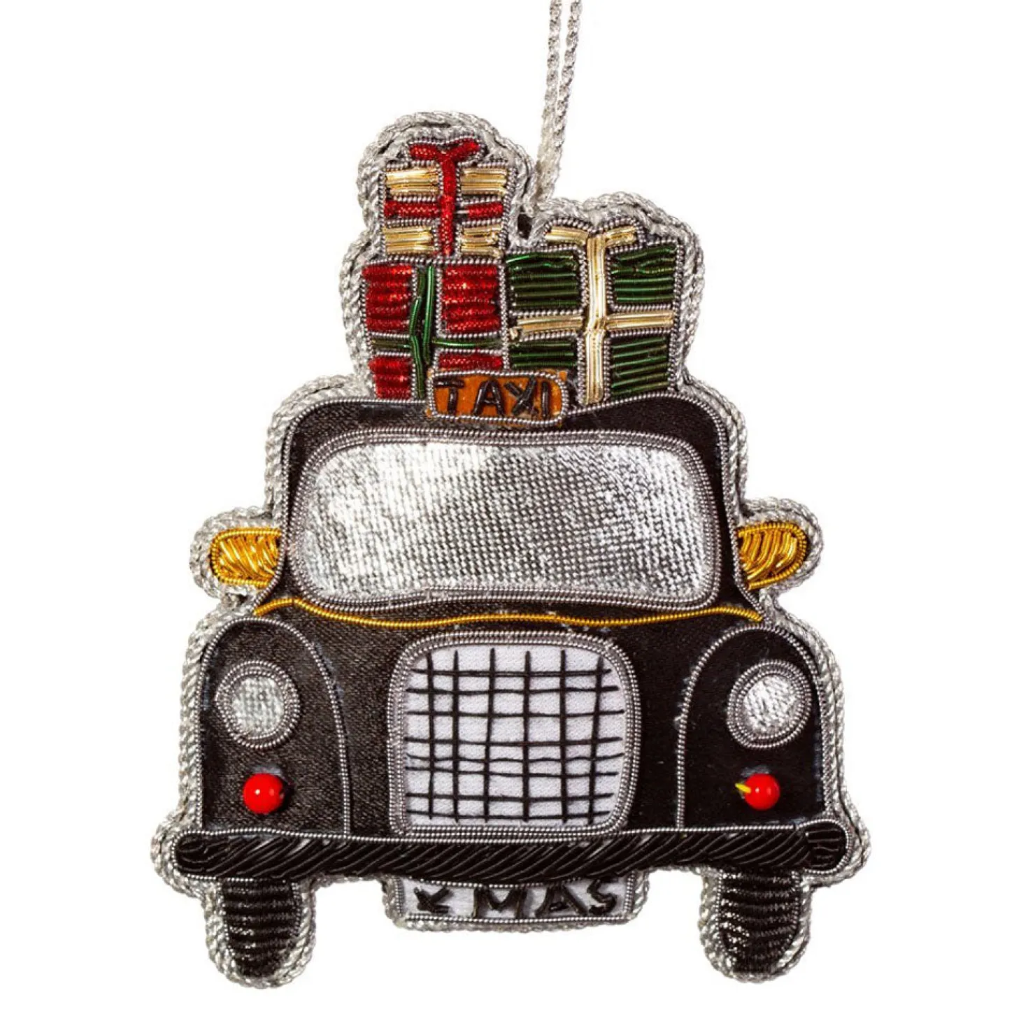 Store Sass & Belle London Taxi Embroidered Christmas Decoration Christmas Decorations | Christmas Decorations