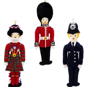 Shop Stitched Christmas Decoration 3 Pack - Beefeater / Queen's Guard / Policemen Christmas Decorations | Christmas Decorations