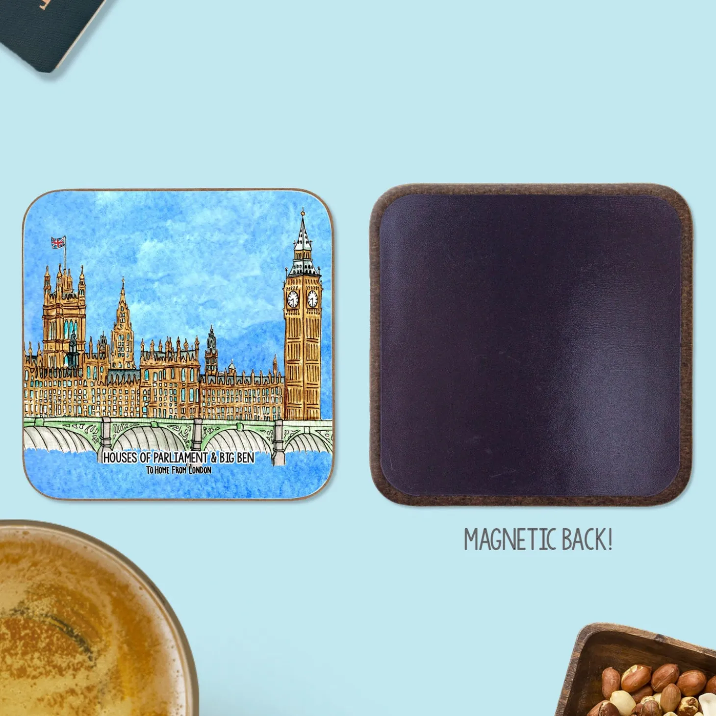 New - Magnetic Coaster - Houses Of Parliament & Big Ben Coasters | Magnets