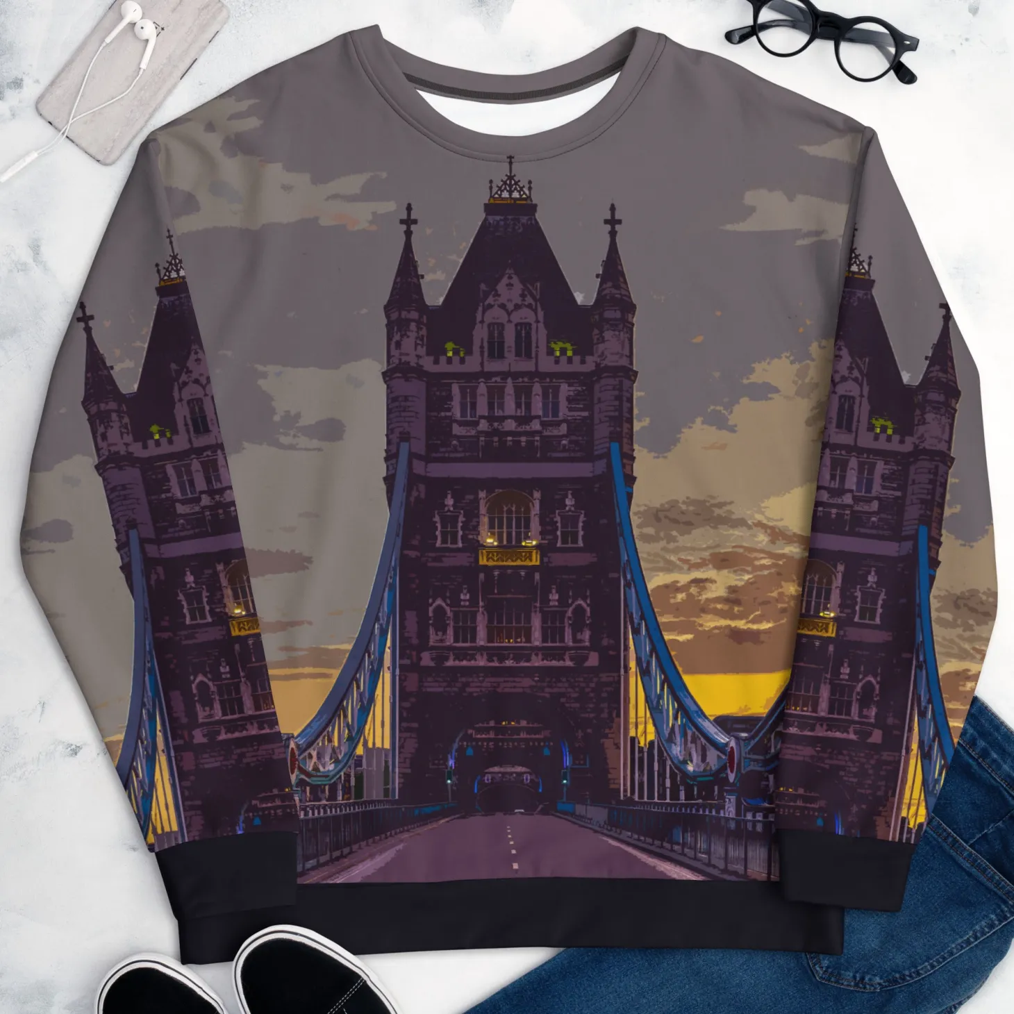 tower_bridge_at_dawn__all_over_print__sweatshirt_1.webp Sale Tower Bridge at Dawn - All Over Print - Sweatshirt Clothing | Tower Bridge Gifts