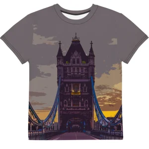 Hot Tower Bridge at Dawn - All Over Print - Youth T-Shirt Kids Clothing | Children & Baby Clothing
