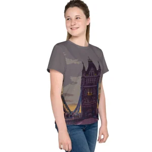 Hot Tower Bridge at Dawn - All Over Print - Youth T-Shirt Kids Clothing | Children & Baby Clothing