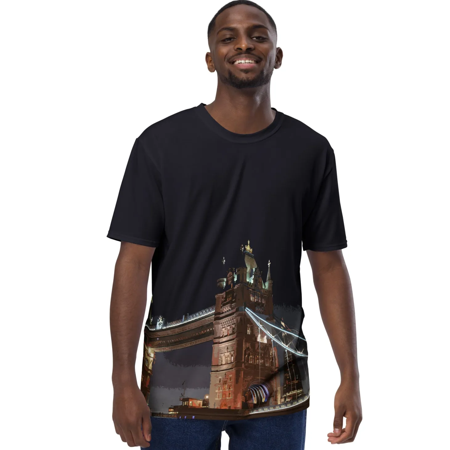 tower_bridge_at_night__all_over_print__tshirt_0.webp Best Sale Tower Bridge at Night - All Over Print - T-Shirt Clothing | Tower Bridge Gifts