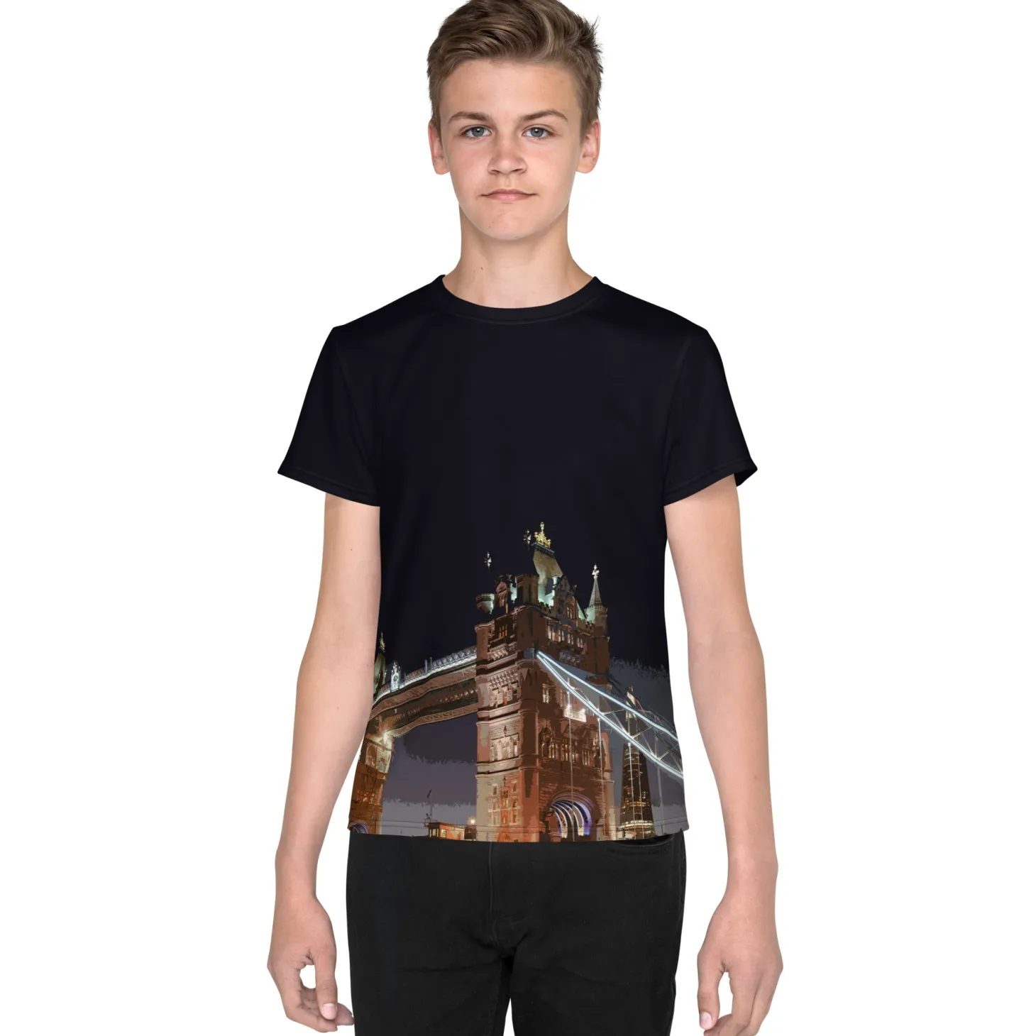 tower_bridge_at_night__all_over_print__youth_tshirt_0.webp Store Tower Bridge at Night - All Over Print - Youth T-Shirt Kids Clothing | Children & Baby Clothing