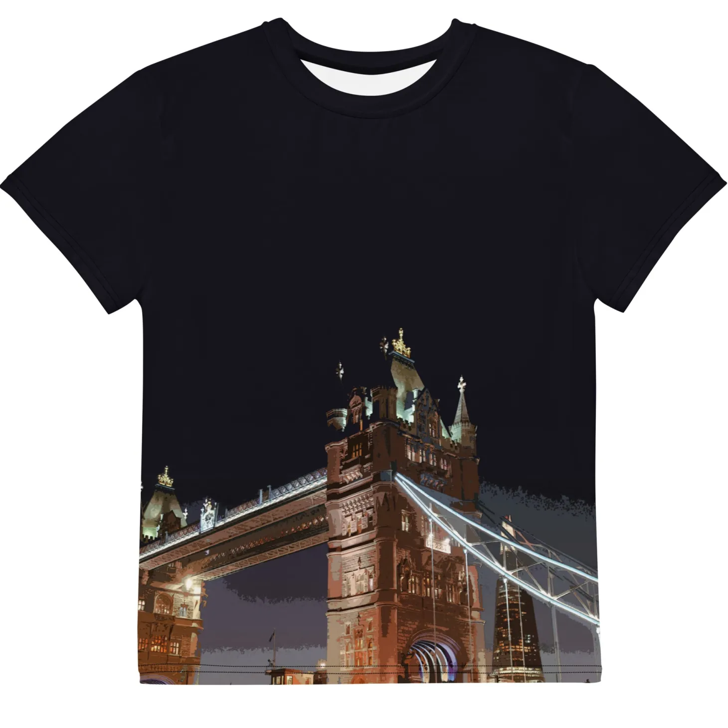 tower_bridge_at_night__all_over_print__youth_tshirt_1.webp Store Tower Bridge at Night - All Over Print - Youth T-Shirt Kids Clothing | Children & Baby Clothing