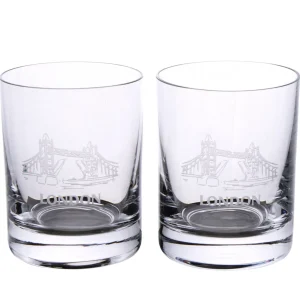 New Tower Bridge Round Dram Whisky Glasses Boxed Set Glasses & Glassware | Luxury Gifts